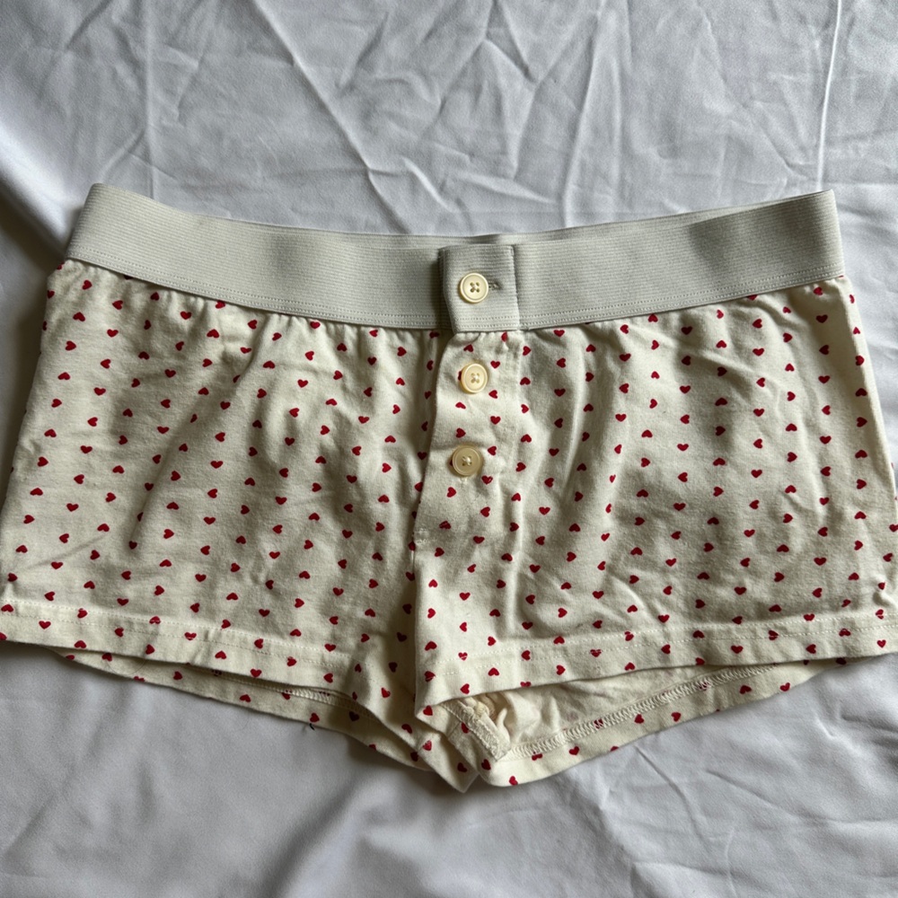 Brandy Melville Cream and Red Casual Shorts